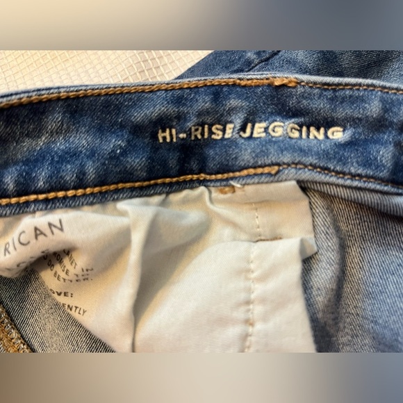 American Eagle Next Level Stretch Hi-Rise Jegging Distressed Blue Jeans 18 Short - Picture 4 of 16